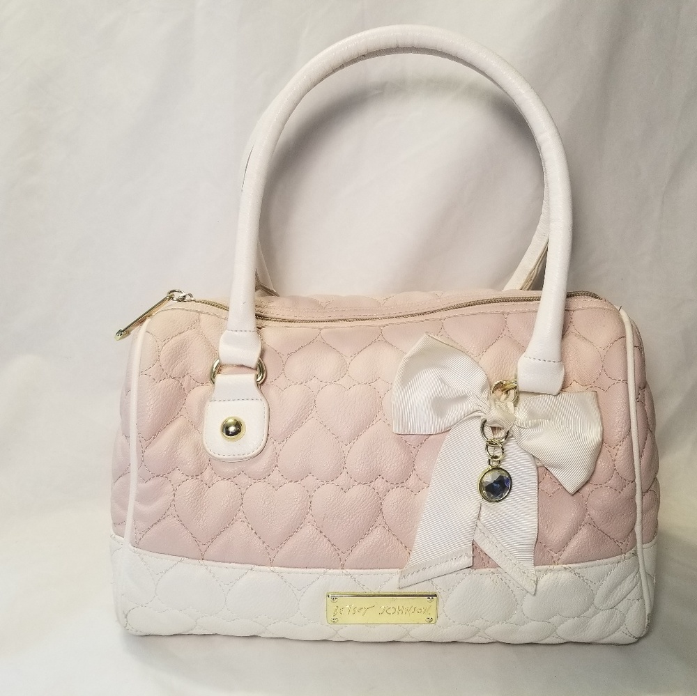 ❤ Betsey Johnson| Pale Pink and White Handbag